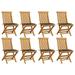 Anself Set of 8 Wooden Garden Chairs with Cushion Teak Wood Foldable Outdoor Dining Chair for Patio Balcony Backyard Outdoor Indoor Furniture 18.5in x 23.6in x 35in