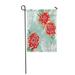 LADDKE Pink Flower Peony Green and Red Colorful Leaf Pattern Floral Garden Flag Decorative Flag House Banner 12x18 inch