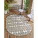 Unique Loom Cardak Indoor/Outdoor Trellis Rug Gray/Ivory 7 10 x 10 Oval Geometric Transitional Flatweave Perfect For Patio Deck Garage Entryway