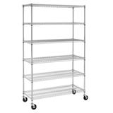 Furinno Wayar 6-Tier Metal Storage Shelf Rack with Casters for Garage Basement Office Kitchen 48 x 18 x 78 Chrome NSF Certified
