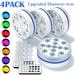 4Pack Newest Pool Light Led Submersible Upgraded IP68 Waterproof Inground Pool Light Underwater with Remote RF(200ft) 4 Magnets 4 Suction Cups 13 Extra Bright LEDs 16 RGB Dynamic Color Diameter 8cm