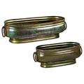 Nested Aged Brass Patina Finished Trough Planters Set of 2