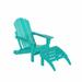 WestinTrends Malibu Outdoor Lounge Chair 2-Pieces Adirondack Chair Set with Ottoman All Weather Poly Lumber Patio Lawn Folding Chairs for Outside Pool Garden Backyard Beach Turquoise