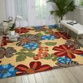 Nourison South Beach Indoor/Outdoor Modern Floral Sand 8 x 10 6 Area Rug (8 x 11 )