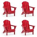 Folding Adirondack Lawn Chairs Set of 4 for Outdoor Patio Garden Red