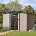 AECOJOY 8 x 6 ft. Outdoor Metal Storage Shed Galvanized Steel Storage Building with Sliding Door