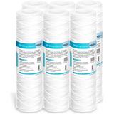 Membrane Solutions String Wound Whole House Water Filter Replacement Cartridge Universal Filter Reduces Sediment Dirt Rust and Particles 5 Micron 6 Pack