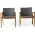 Alamosa Outdoor Wicker and Acacia Wood Club Chairs Set of 2 Gray and Teak