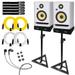 2x KRK RP7 ROKIT G4 White Noise Edition Studio Monitors with Earphones & Stands Package