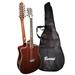 12 String Acoustic / 6 String Acoustic Double Sided Travel Dreadnought Busuyi Guitar (Brown) All Levels