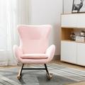 Yipa Soft Lounge Chairs Sturdy Teddy Fabric Rocking Chair Armchair Living Room Comfortable Single Sofa Furniture Indoor Home Pink