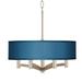 Possini Euro Design Brushed Nickel Drum Pendant Chandelier 20 Wide 6-Light Modern Blue Faux Silk Drum Shade for Dining Room House