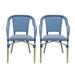 GDF Studio Grouse Outdoor French Bistro Chairs Set of 2 Navy Blue White and Wood Print