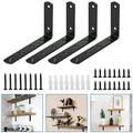 BUZIFU 4Pcs Heavy Duty Shelf Brackets Metal Wall Brackets for Shelves Triangle Shelving Bracket Black Wrought Iron Wall Mounted Shelving Supporter Outdoor Decorative Corner Bracket with Screws 5 x3