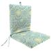 Jordan Manufacturing 44 x 21 Alonzo Fresco Blue and Green Medallion Rectangular Outdoor Chair Cushion with Ties and Hanger Loop