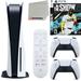 Sony Playstation 5 Disc Version (Sony PS5 Disc) with White Extra Controller Media Remote MLB The Show 21 Accessory Starter Kit and Microfiber Cleaning Cloth Bundle