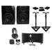 (2) Rockville APM6B 6.5 350w Studio Monitors+Stands+Pads+Headphones+Mic+Shield