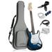 Ashthorpe 39 Full-Size Electric Guitar Kit with Padded Gig Bag Tremolo Bar Strap Strings Cable Cloth and Picks Blue/White