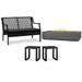 Home Square 4 Piece Set with Rectangle Fire Table Patio Loveseat & 2 End Tables