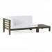 GDF Studio Cascada Outdoor Acacia Wood Left Arm Loveseat and Coffee Table Set with Cushion Gray and White