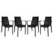 LeisureMod Kent Modern Outdoor Stackable Dining Armchair in Black Set of 4