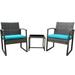 Adonis 3-Piece Rattan Furniture Set -Two Chairs With lovely Glass Outdoor Garden Coffee Table- Light Blue