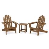 POLYWOOD Classic Adirondack 3-Piece Set with South Beach 18 Side Table in Teak