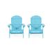 Carla Acacia Wood Outdoor Folding Adirondack Chair Set of 2 Teal