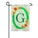 America Forever Spring Monogram Garden Flag Letter G 12.5 x 18 inches Double Sided Vertical Outdoor Yard Lawn Beautiful Flowers Green Ivy Floral Wreath Summer Flower Garden Flag