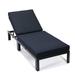 LeisureMod Chelsea Modern Aluminum Outdoor Chasie Lounge Chair with Black Cushions