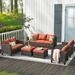 Ovios 6 Pieces Outdoor Patio Furniture All-Weather Sectional Sofa Loveseat for Lawn Steel Frame