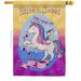 Angeleno Heritage Unicorn Sweet Birthday Celebration Double-Sided Garden Decorative House Flag Multi Color