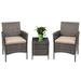 Alin 3 Piece Rattan Porch Bistro Furniture Set - A Handy Table With 2 Relaxing & Soft Cushion Chairs - Beige