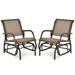 Topbuy 2-Piece Outdoor Single Glider Chair Rocking Seating Lounging Chair with Armrest Brown