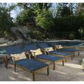 Christopher Knight Home Perla Outdoor Wood Chaise Lounges (Set of 4) by Blue