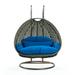 LeisureMod Wicker Hanging 2 person Egg Swing Chair Blue