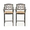 Waterbury Outdoor Barstool with Cushion (Set of 2) Shiny Copper and Tuscany