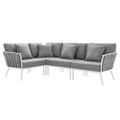 Lounge Sectional Sofa Chair Set White Grey Gray Aluminum Metal Fabric Modern Contemporary Outdoor Patio Balcony Cafe Bistro Garden Furniture Hotel Hospitality