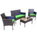 Alvino Outdoor Patio Furniture Set 4-Piece Rattan Chair Wicker Set Outdoor-Indoor Use Backyard Porch Garden Poolside Balcony Furniture (Green)