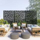 Neutypechic Decorative Privacy Screen Outdoor Divider with Stand Metal Corten Steel 76 x 47.2 x 15.7 Black