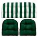 RSH DÃ©cor Indoor Outdoor 3 Piece Tufted Wicker Cushion Set Large Hunter Green & White Stripe + Hunter Green