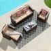 JOIVI 7 Piece Patio Furniture Set PE Wicker Outdoor Conversation Set with Coffee Table Patio Sectional Sofa Couch with Ottoman Pillows for Yard Garden Deck