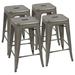 Lacoo Indoor-Outdoor 24 Inches Metal Stackable High Backless Bar Counter Stools Gun