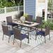 Sophia&William 7-Piece Outdoor Patio Dining Set Wicker Rattan Chairs and Steel Table