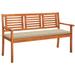 Andoer 3-Seater Garden Bench with Cushion 59.1 Solid Eucalyptus Wood