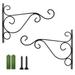 Hanging Plant Bracket for Plant Hangers Outdoor (2 Pieces -10 inch) More Stable and Sturdy Black Plant Hooks