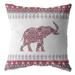 HomeRoots 412282 18 in. Red & White Ornate Elephant Indoor & Outdoor Throw Pillow