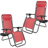 Devoko 2 PCS Zero Gravity Chair Outdoor Lounge Patio Chair Camp Reclining Lounge Chairs Red