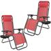 Devoko 2 PCS Zero Gravity Chair Outdoor Lounge Patio Chair Camp Reclining Lounge Chairs Red