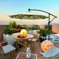 Patio Umbrella with Crank 10FT LED Offset Outdoor Umbrella with Solar Lights Cantilever Market Patio Umbrella with Cross Base Backyard Offset Umbrella for Garden Lawn Yard Deck L6094